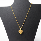 Elegant Gold-Toned Heart Crystal Pendant Necklace