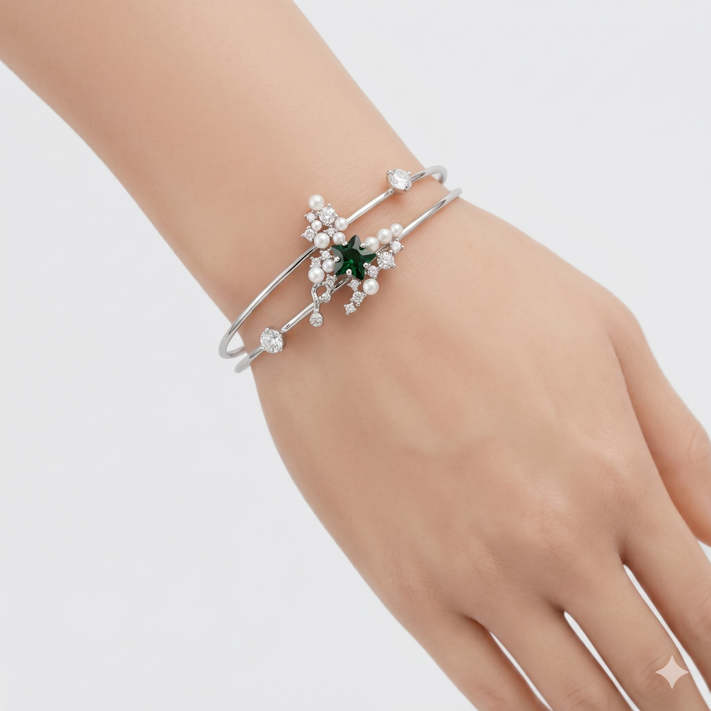 Anti-Tarnish Celestial Pearl Star Bracelet for Women