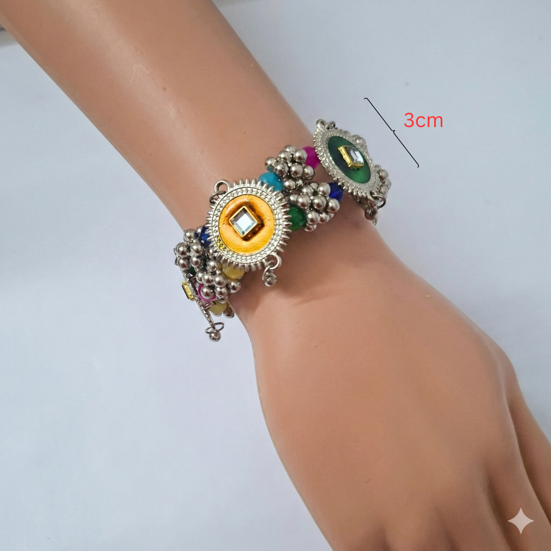 Ethnic Oxidized Charm Bracelets – Set of 2