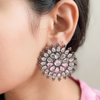Oxidized White Stone Statement Earrings Combo (Set of 2)