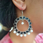 Oxidized Statement Earrings Combo with Pearl Drops (Set of 2)