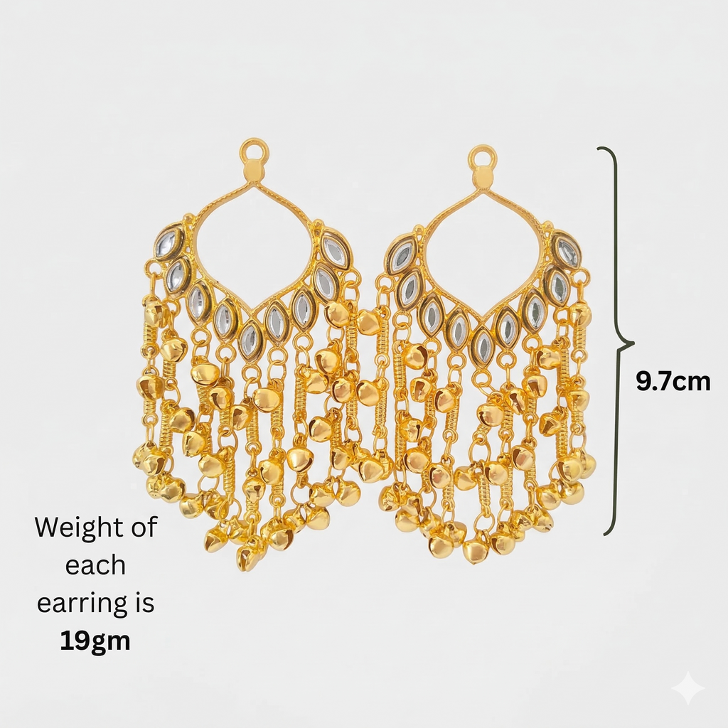 Kashmiri Gold-Tone Chandbali Ghungroo Earrings