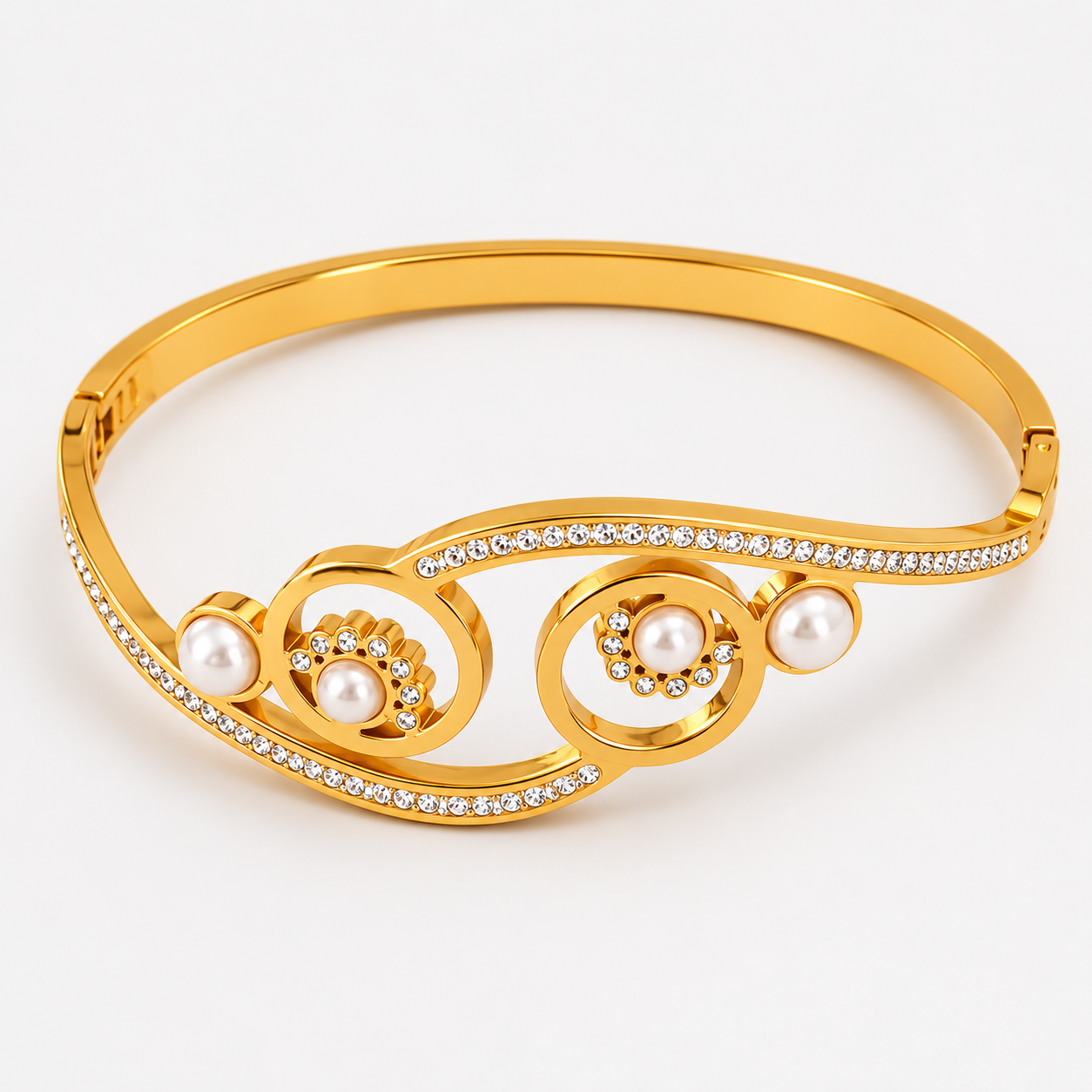 Zyraah Golden Pearl Swirl Anti-Tarnish Bracelet