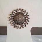 Sunburst Oxidized Statement Stud Earrings with Clear Stones