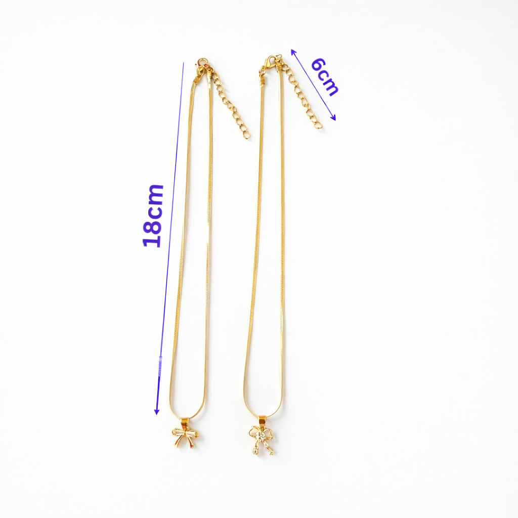 Elegant Bow Charm Jewelry Set (5-in-1 Combo) – 2 Necklaces & 3 Stud Earrings
