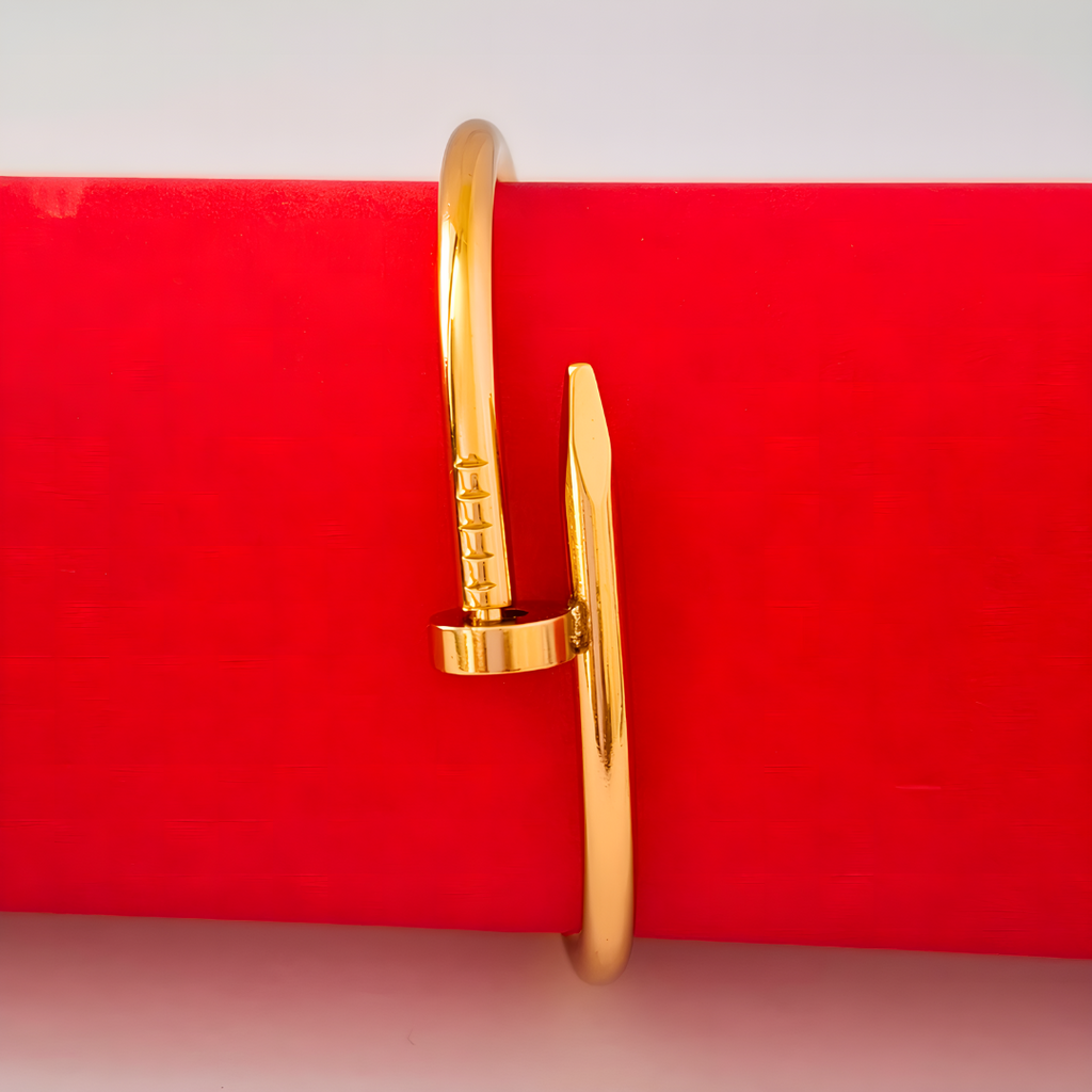 Minimalist Nail Design Gold Tone Bracelet