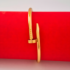 Minimalist Nail Design Gold Tone Bracelet