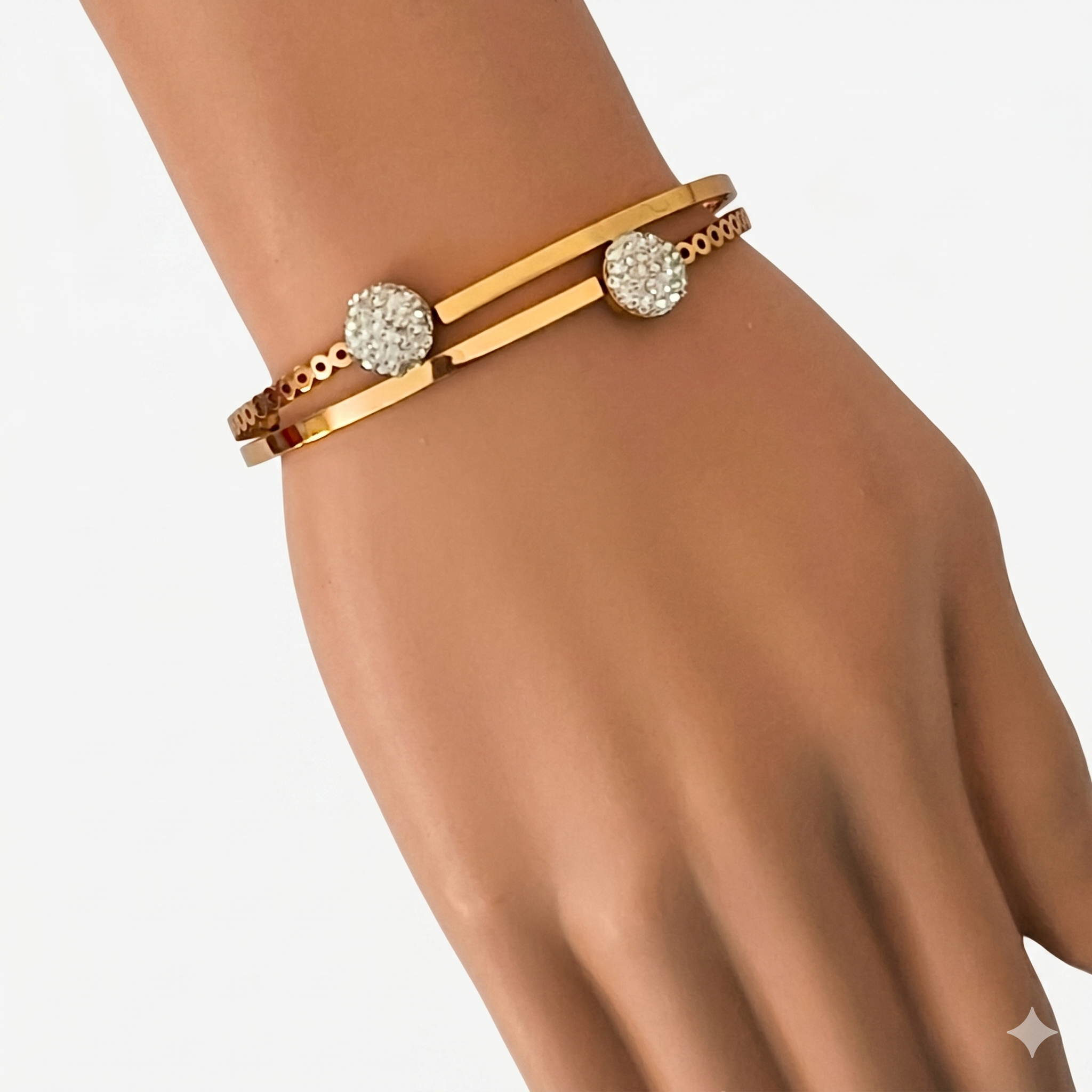 Dual Halo Crystal Openable Anti-Tarnish Bracelet