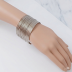 Layered Multi-Bangle Cuff Bracelet Set - Set of 2 - Gold & Oxidized Silver