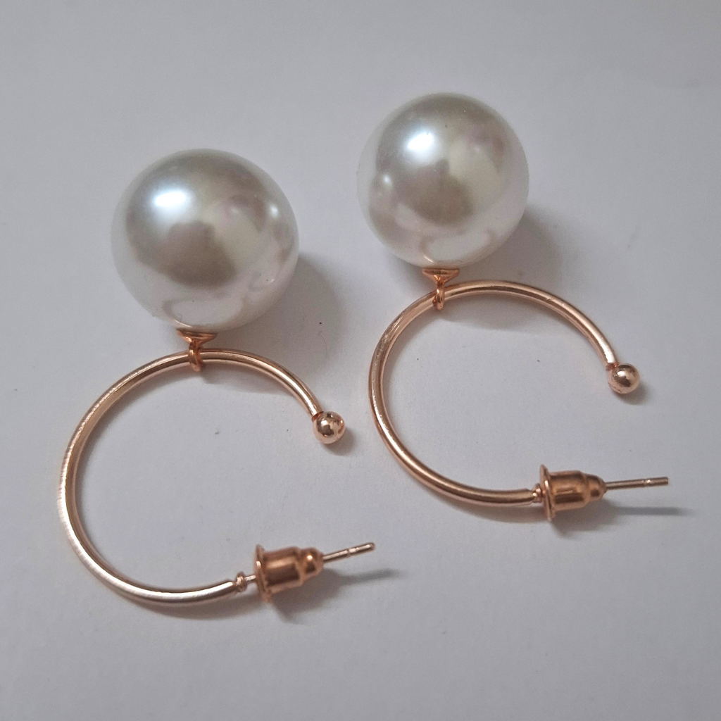 Luna Faux Pearl Hoop Earrings – Minimalist Statement Pearl Drops