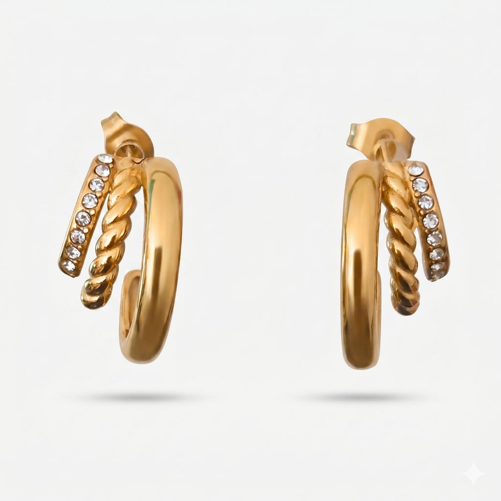 Triple Layer Anti-Tarnish Gold Hoop Earrings (316L Stainless Steel)
