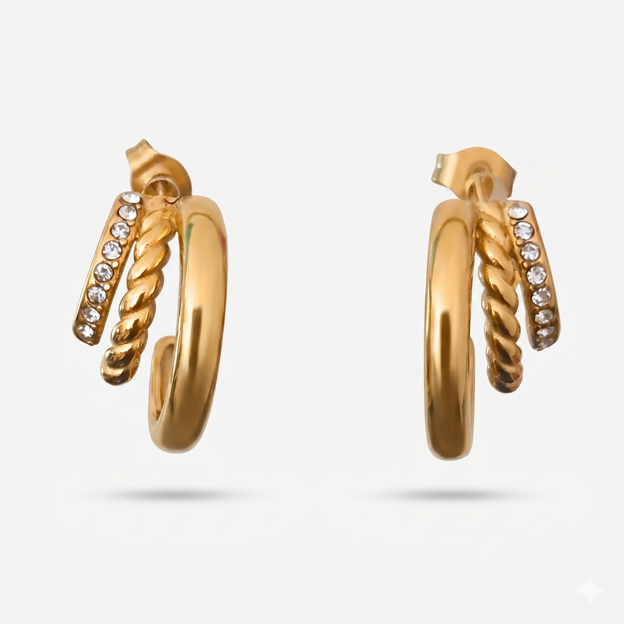 Triple Layer Anti-Tarnish Gold Hoop Earrings (316L Stainless Steel)