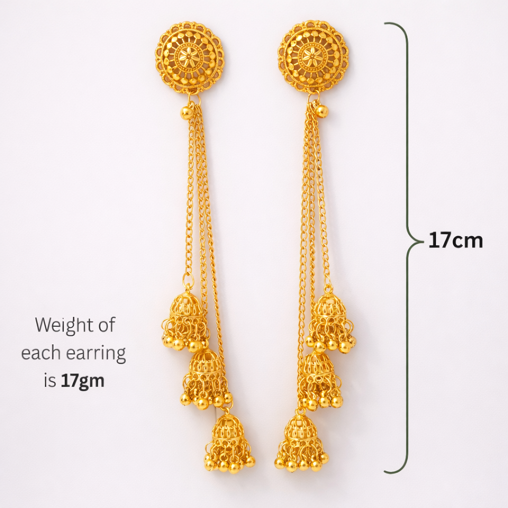 Kashmiri Heritage Multi-Jhumka Statement Earrings