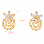 Floral American Diamond Stud Earrings – Gold Plated Brass
