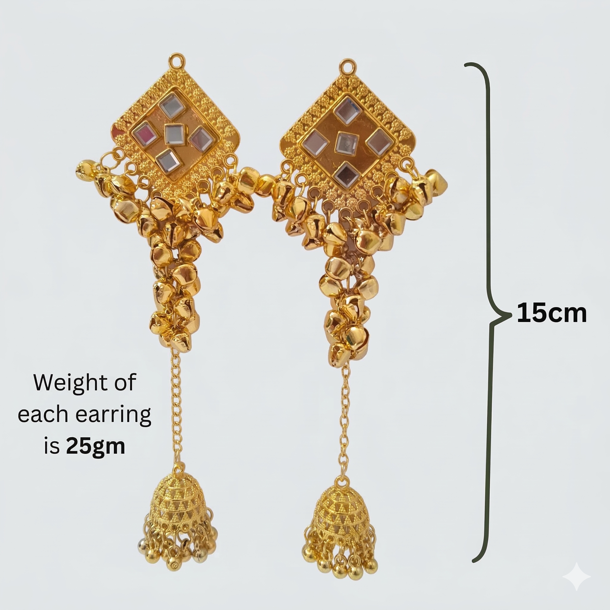 Kashmiri Noor Long Jhumka Earrings