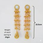 Kashmiri Noor Jhumka Chandeliers - Gold Tone Mirror Work Earrings