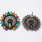 Mayura Mosaic Oxidized Statement Stud Earrings