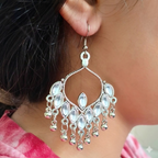 Oxidized White Stone Statement Earrings Combo (Set of 2)