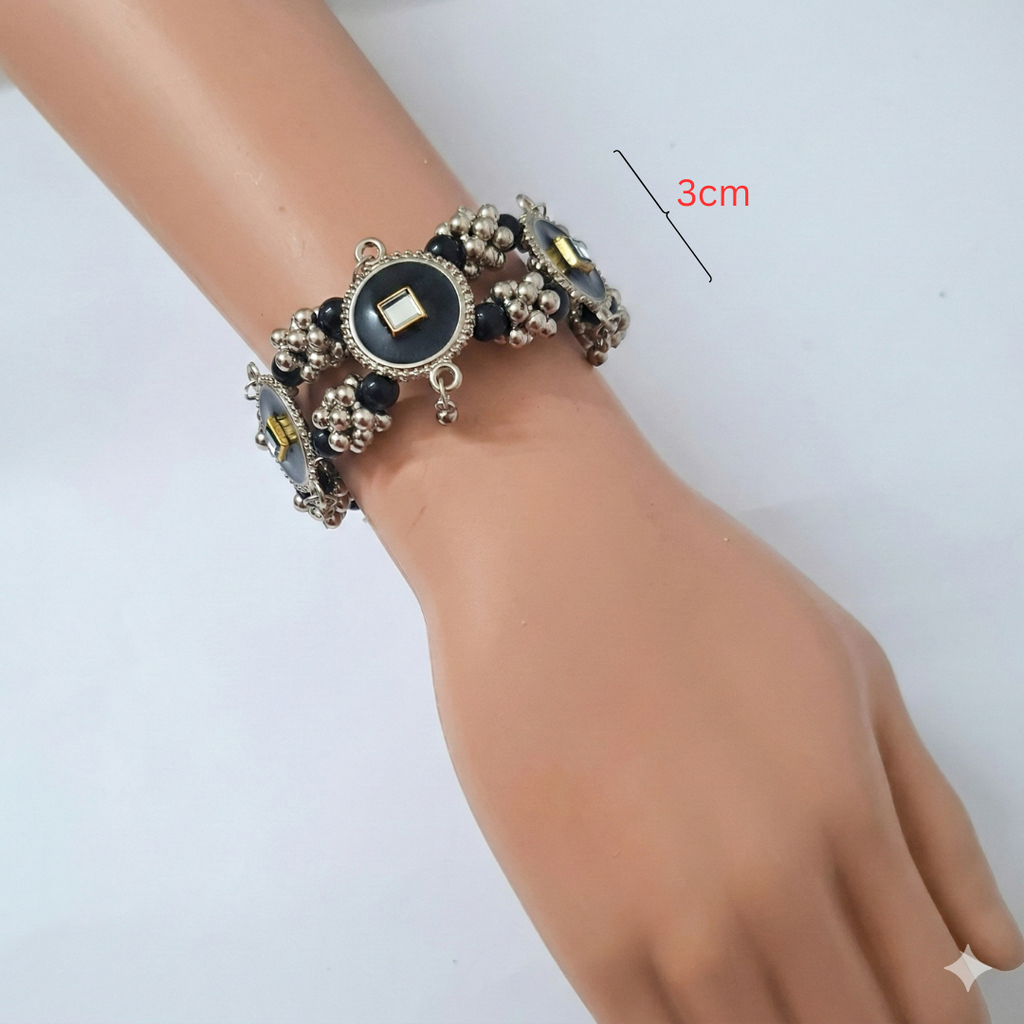 Ethnic Oxidized Charm Bracelets – Set of 2