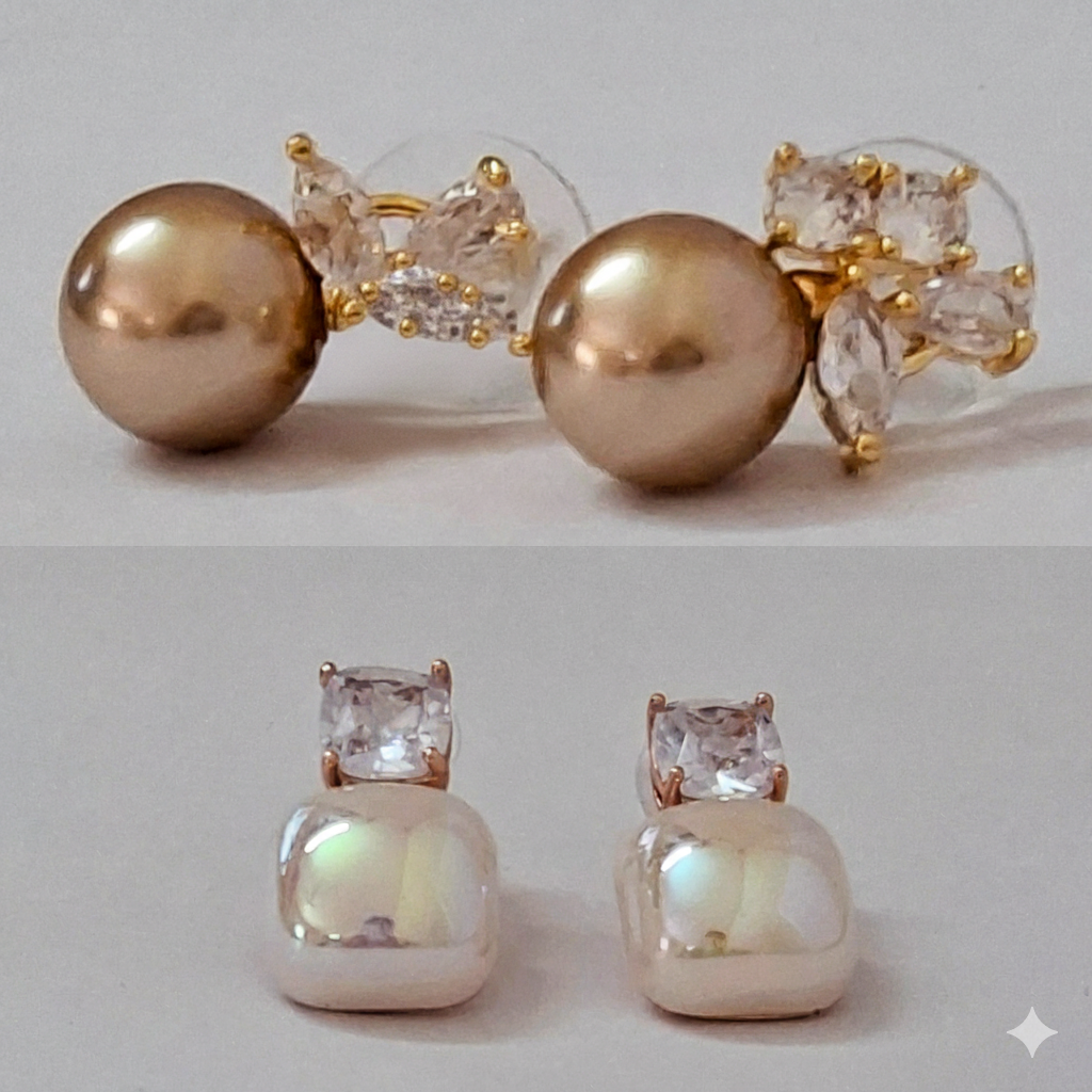 Pearl & Crystal Stud Combo (Set of 2) – S925 Post | Everyday Luxe Earrings