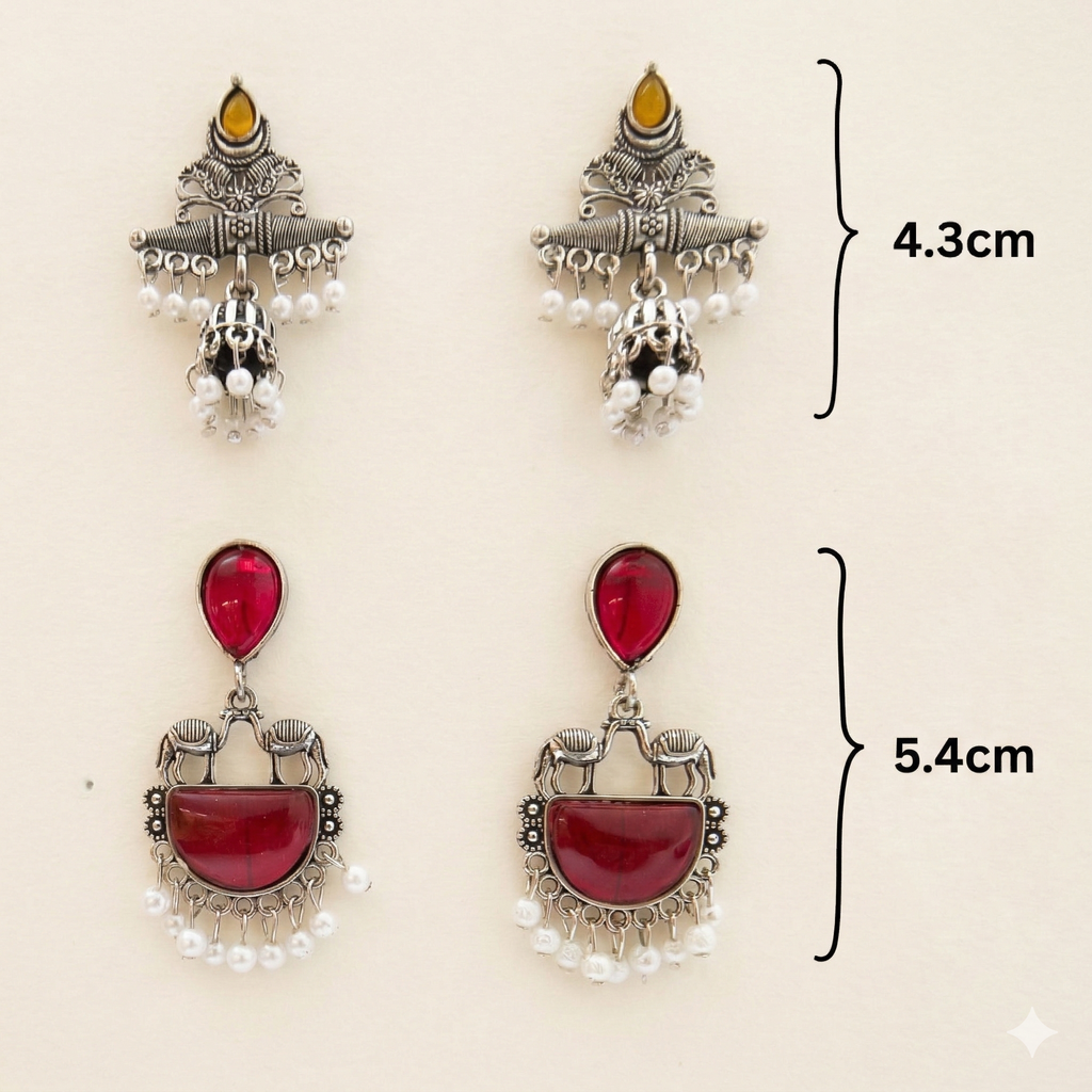 Oxidized Pearl Drop Earring Combo – Set of 2