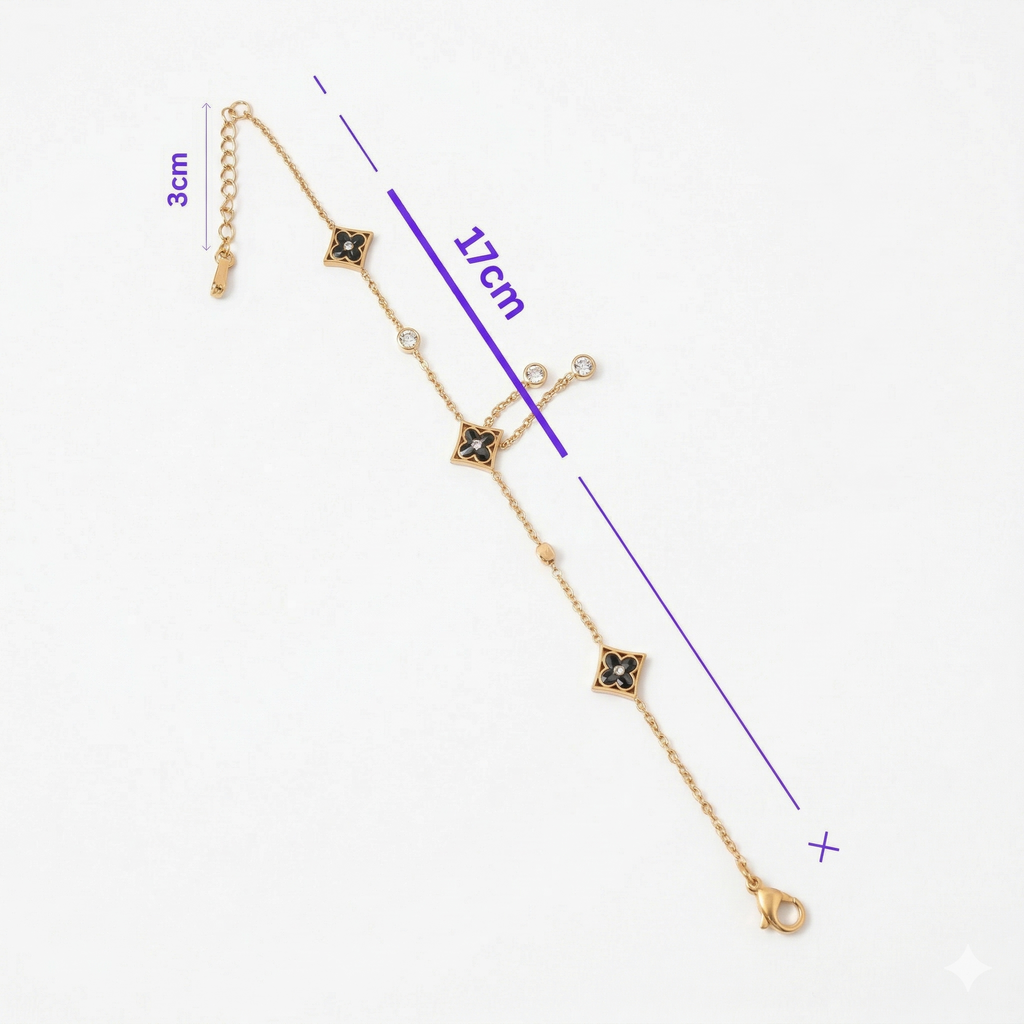 Elegant Clover Charm Drop Bracelet – 316L Stainless Steel - Rust and Tarnish Resistant