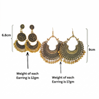 Oxidized Gold & Antique Chandbali Earrings Set - 2 Pairs