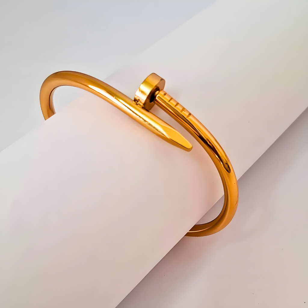 Minimalist Nail Design Gold Tone Bracelet