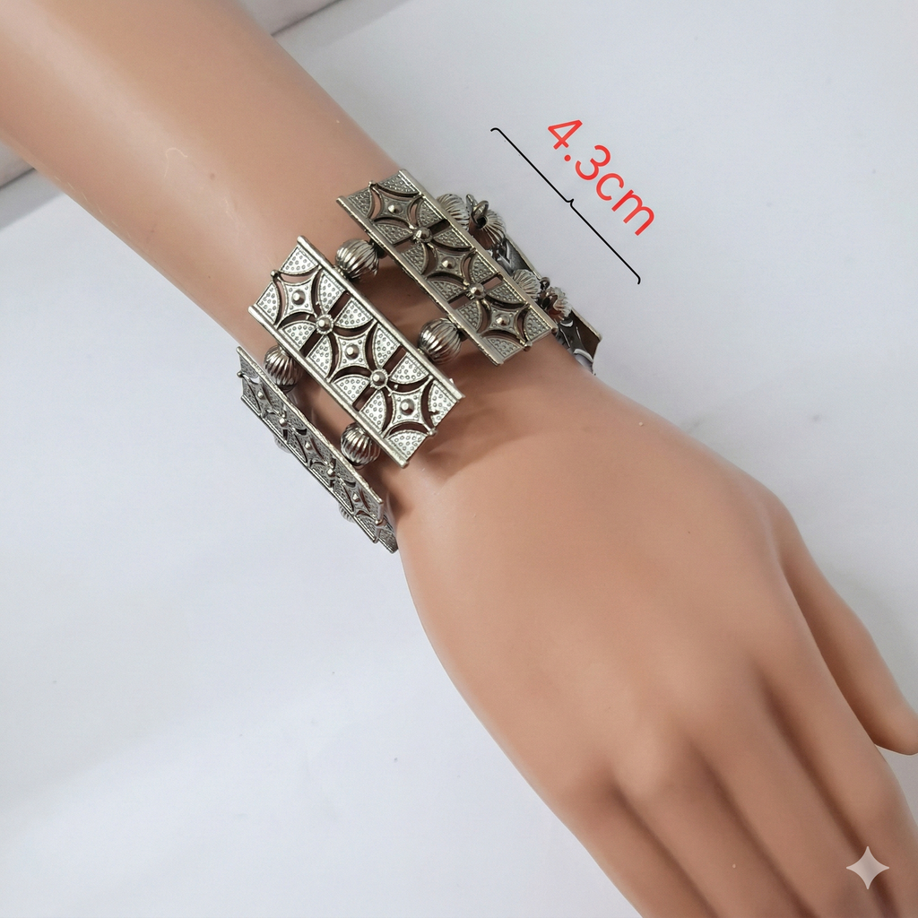 Vintage Oxidized Tribal Statement Cuff Bracelet Set (Pack of 3)
