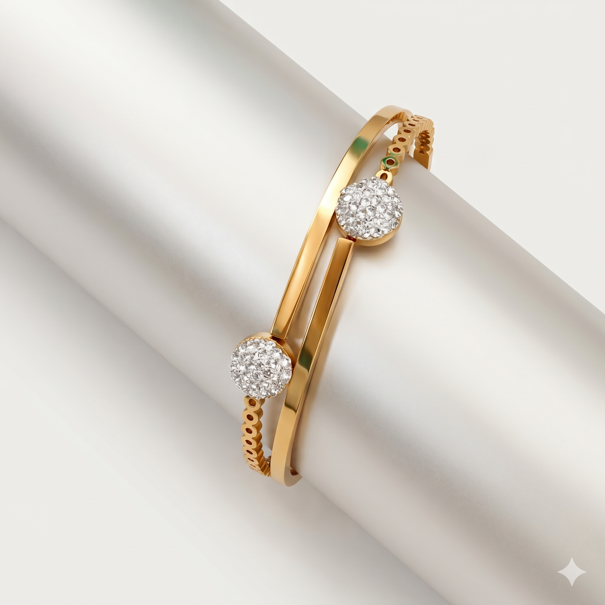 Dual Halo Crystal Openable Anti-Tarnish Bracelet