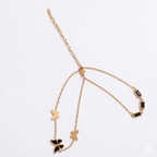 Dual Layer Butterfly Charm Stainless Steel Bracelet – Black & Gold
