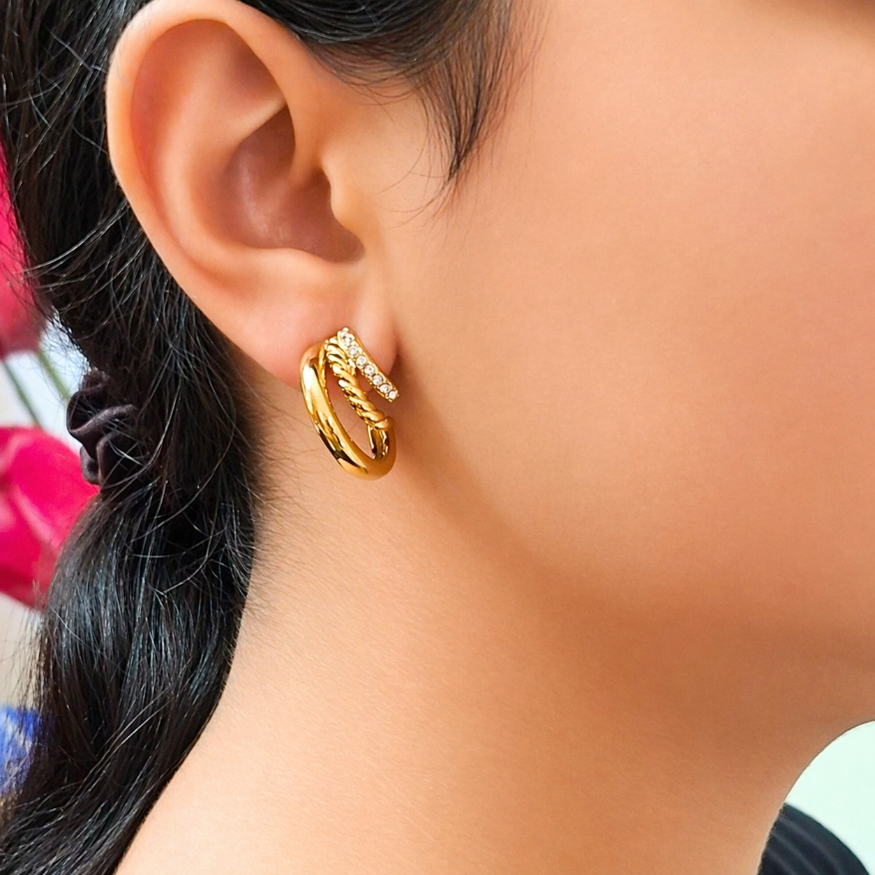 Triple Layer Anti-Tarnish Gold Hoop Earrings (316L Stainless Steel)
