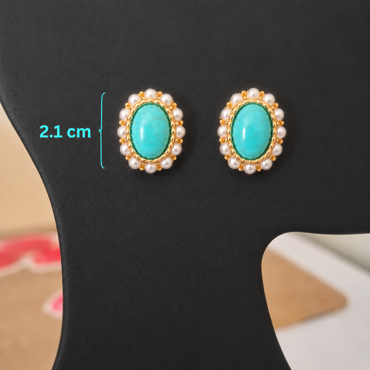 Turquoise Pearl Stud Earrings – Anti Tarnish Stainless Steel Studs