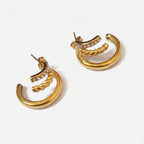 Triple Layer Anti-Tarnish Gold Hoop Earrings (316L Stainless Steel)
