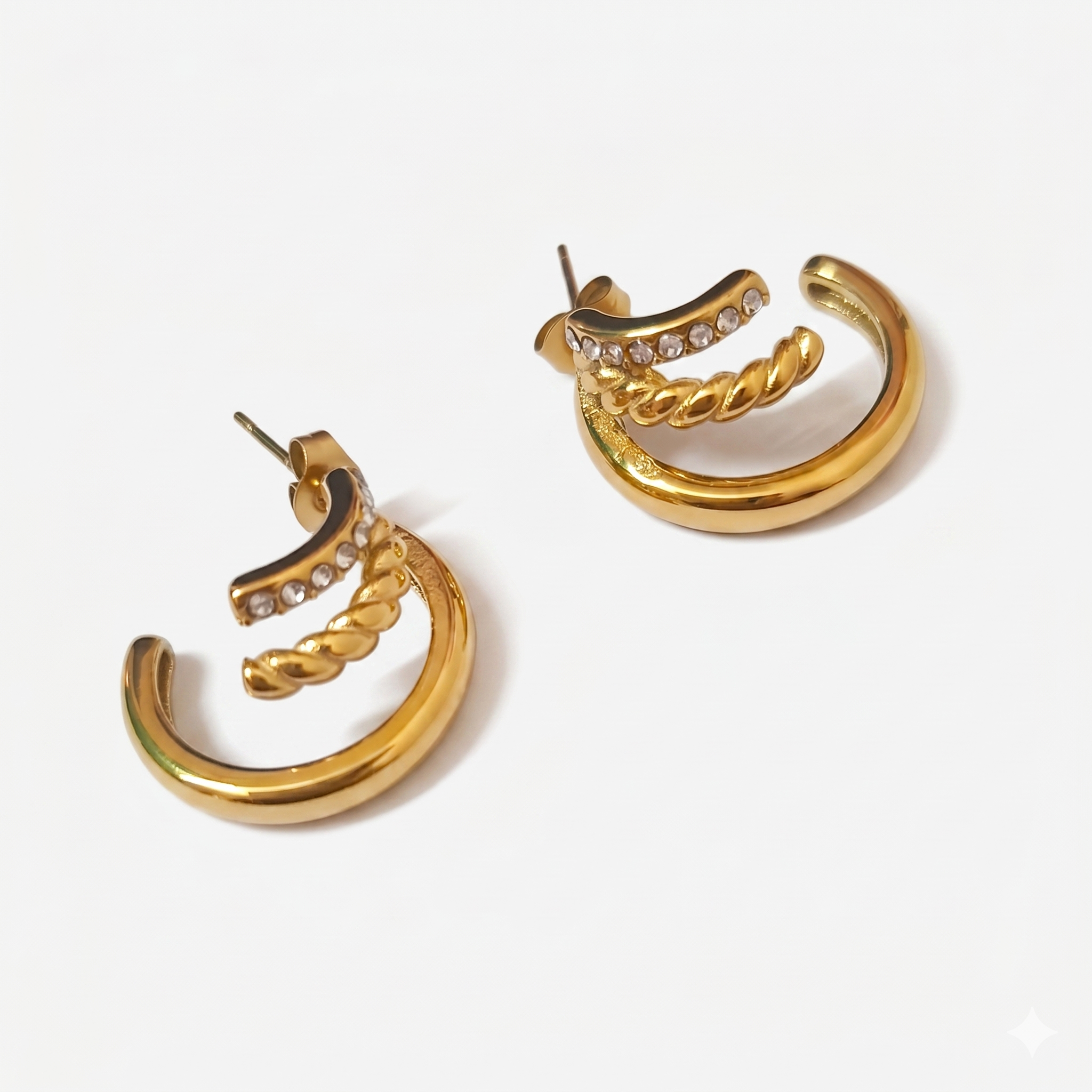 Triple Layer Anti-Tarnish Gold Hoop Earrings (316L Stainless Steel)