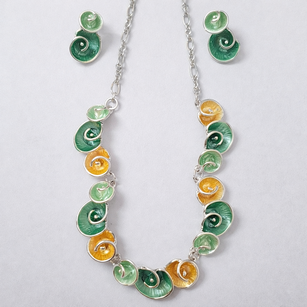 Enamel Finish Necklace & Earrings Set