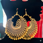 Oxidized Gold & Antique Chandbali Earrings Set - 2 Pairs