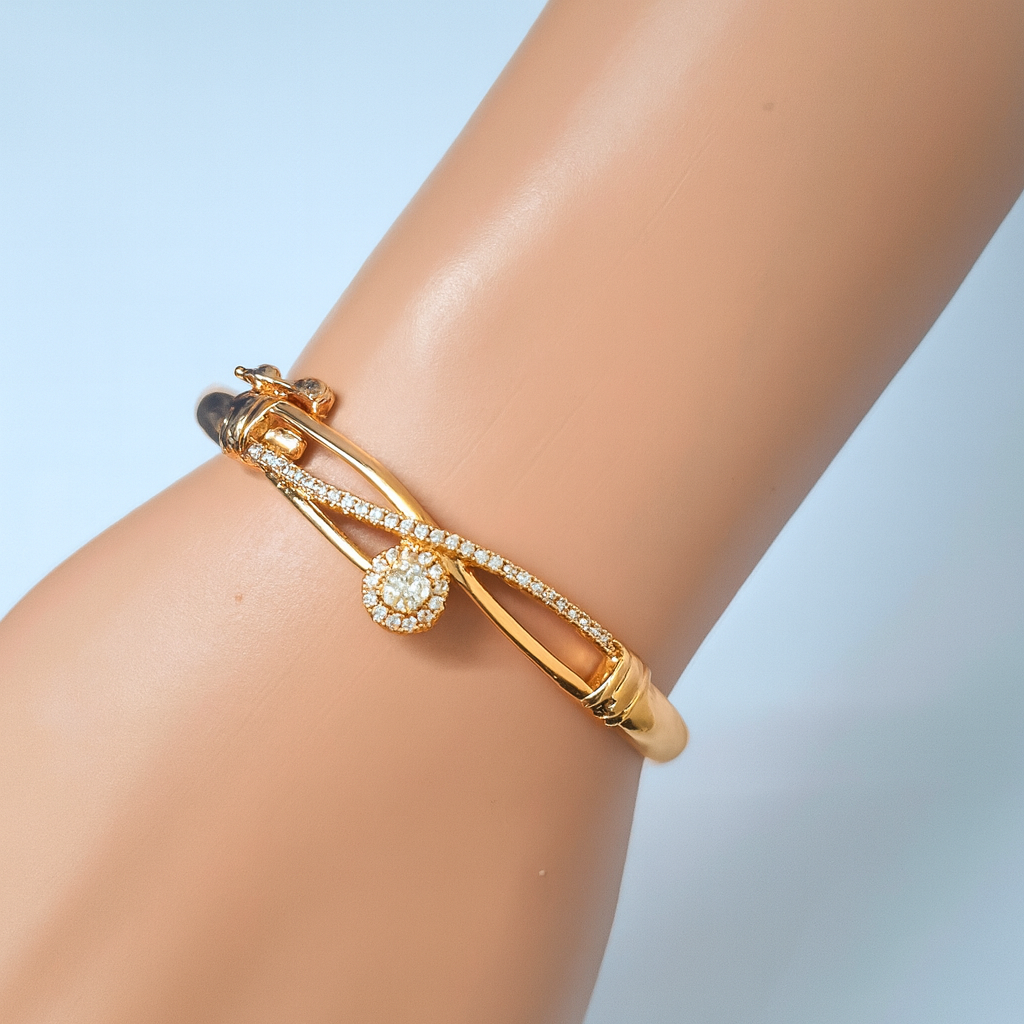 Elegant Infinity Knot Bracelet with American Diamonds (Gold Finish)
