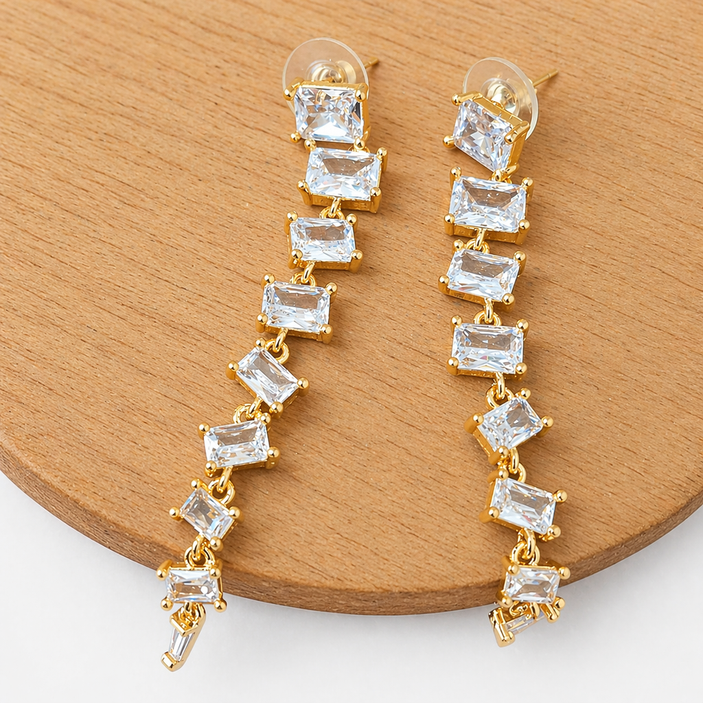 Radiant Cascade Drop Earrings (Anti-Tarnish | Premium Finish)