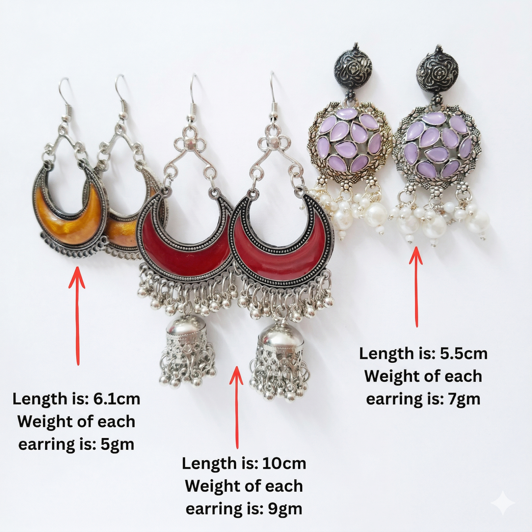 Oxidized Silver Earrings Combo Set (3 Designs) – Bohemian Statement Collection