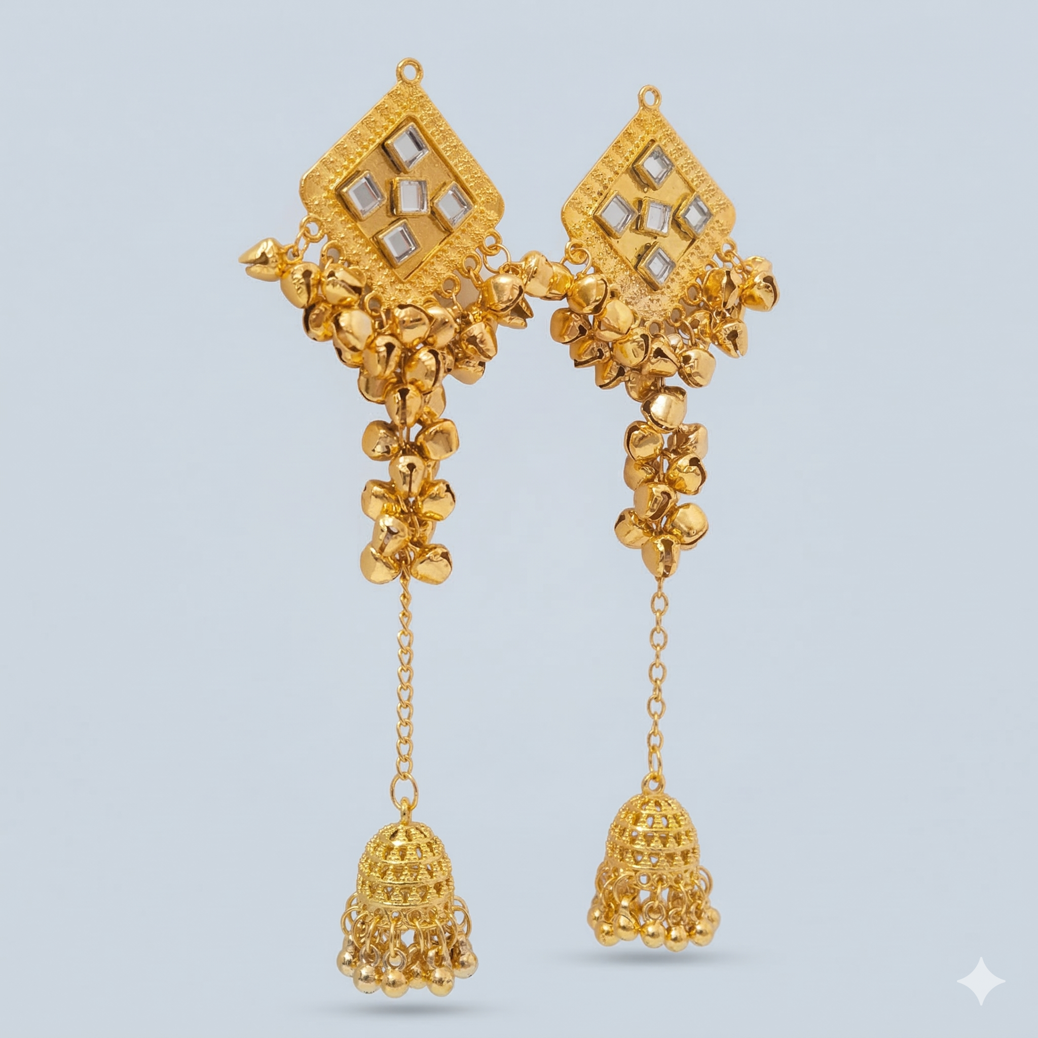 Kashmiri Noor Long Jhumka Earrings