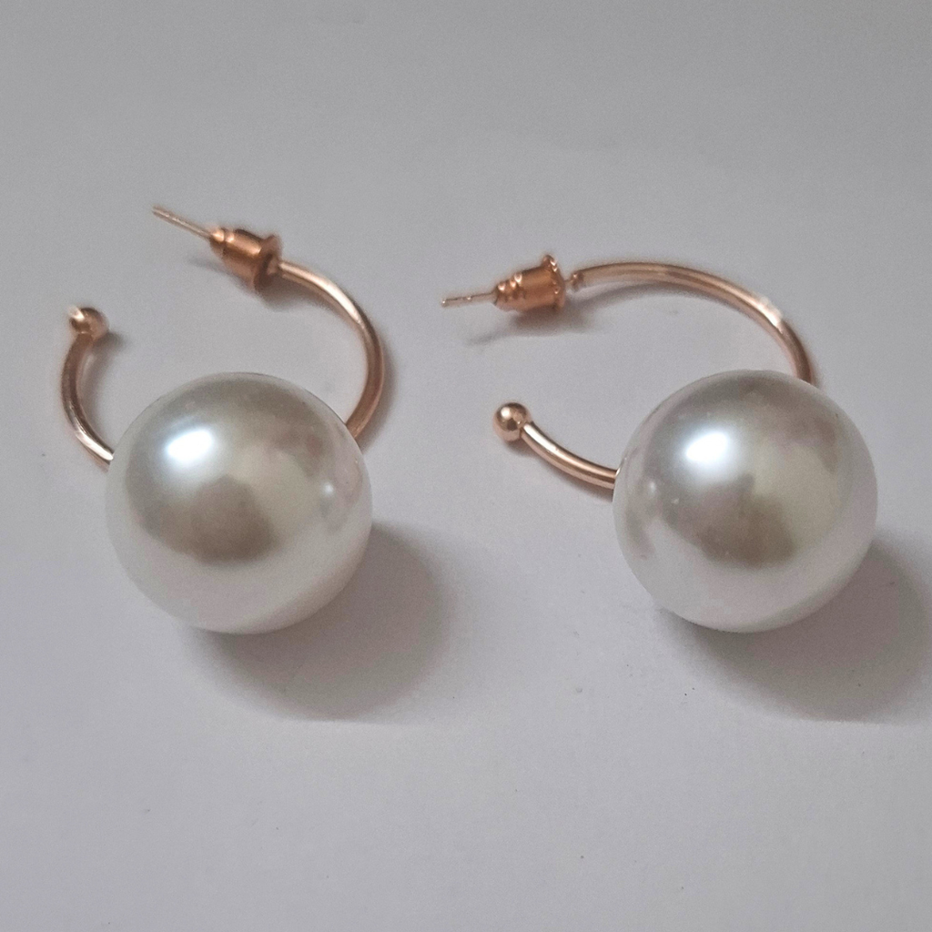 Luna Faux Pearl Hoop Earrings – Minimalist Statement Pearl Drops