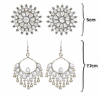 Oxidized White Stone Statement Earrings Combo (Set of 2)