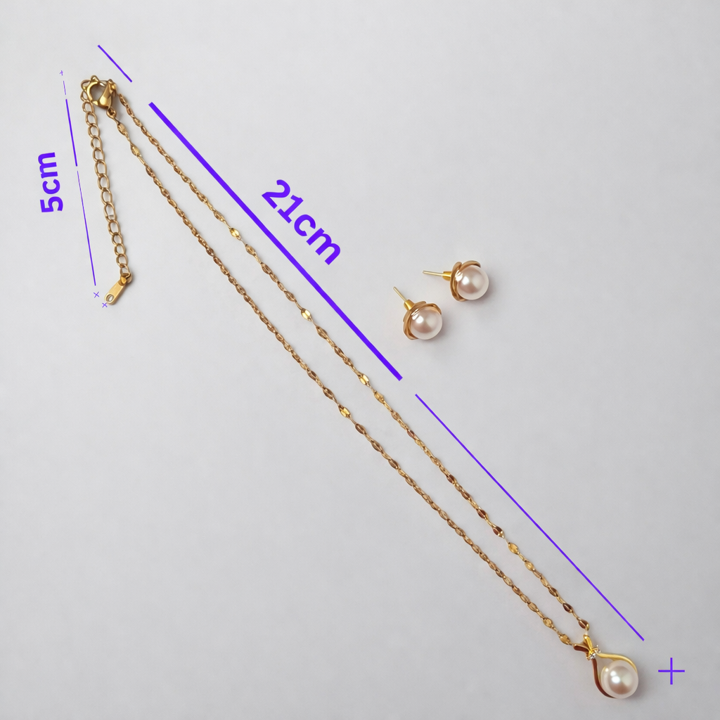 Minimal Pearl Glow Necklace & Stud Earrings Set