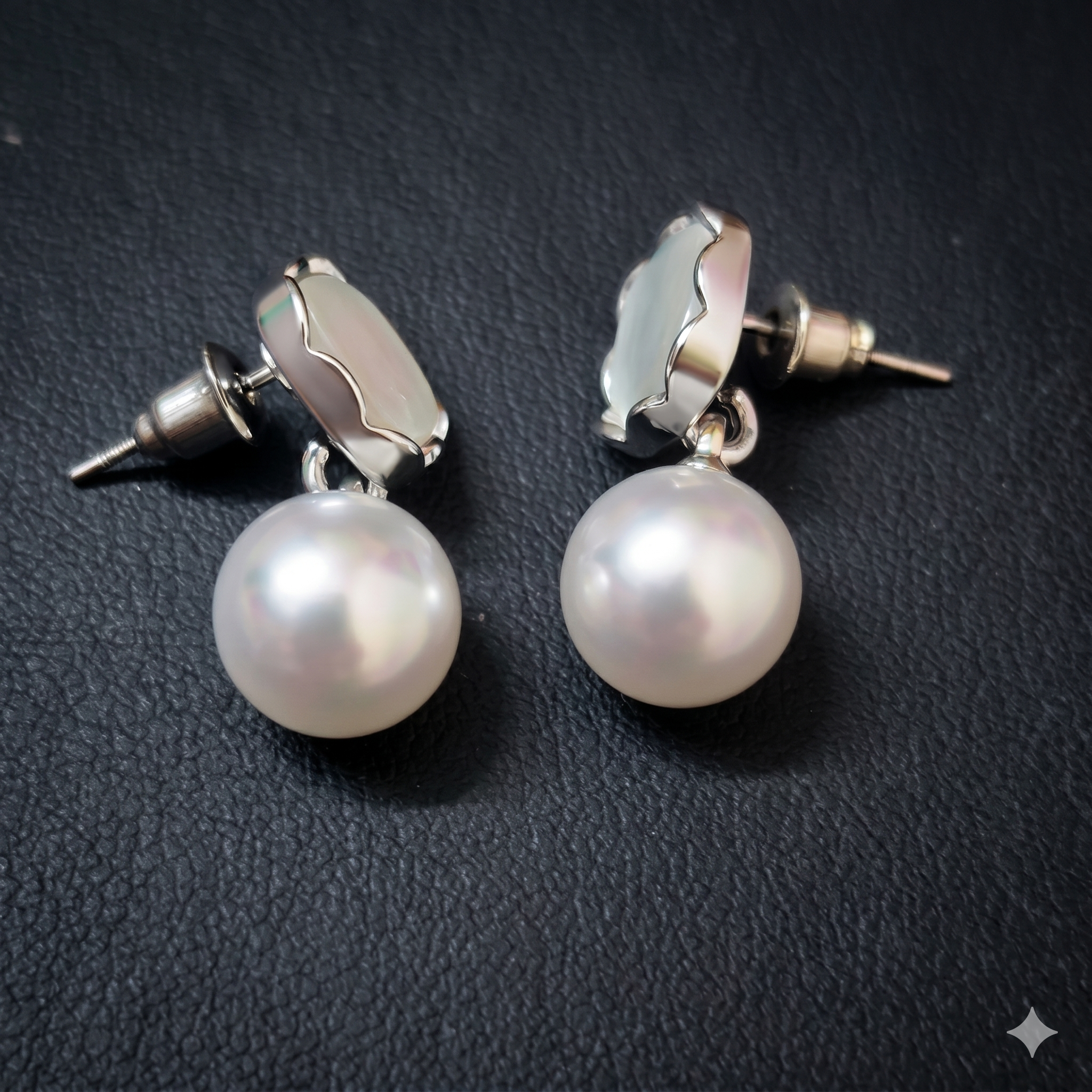 Silver-Tone Pearl Accent Stud Earrings