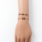 Dual Layer Butterfly Charm Stainless Steel Bracelet – Black & Gold