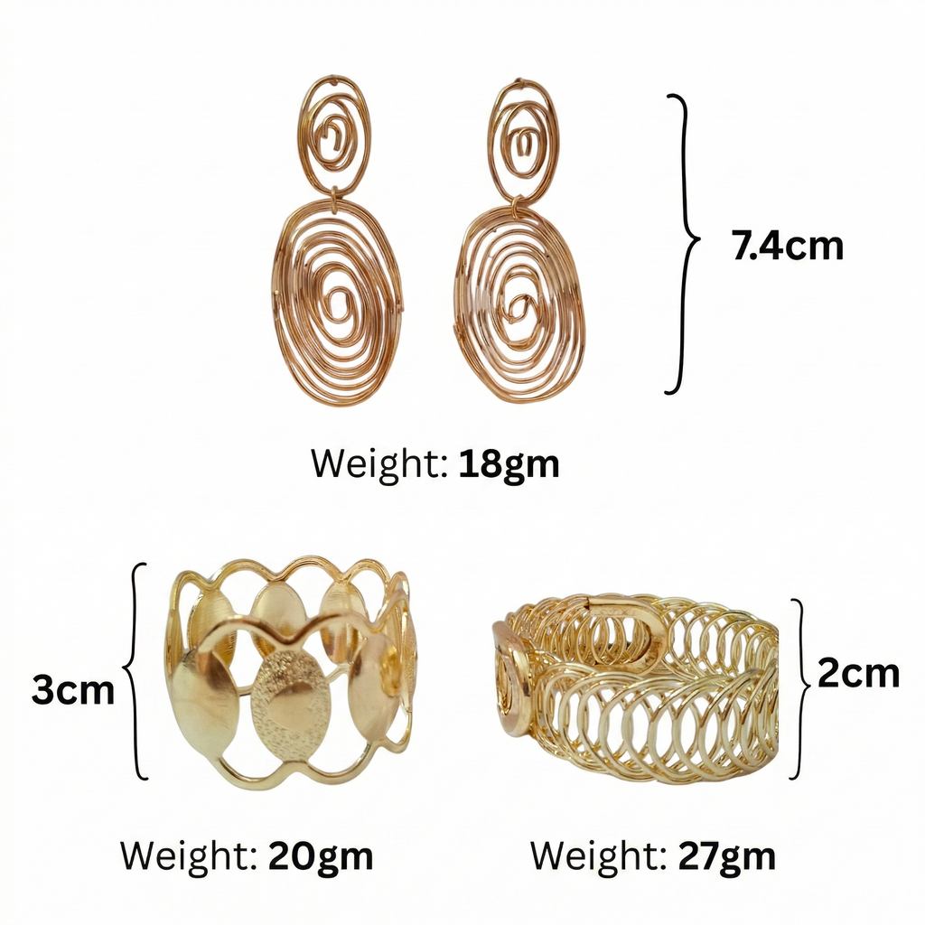 Spiral Earrings with Statement Bracelets – 3 Piece Jewelry Combo