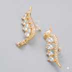 Premium Anti-Tarnish Gold Ear Climbers with Teardrop Stones