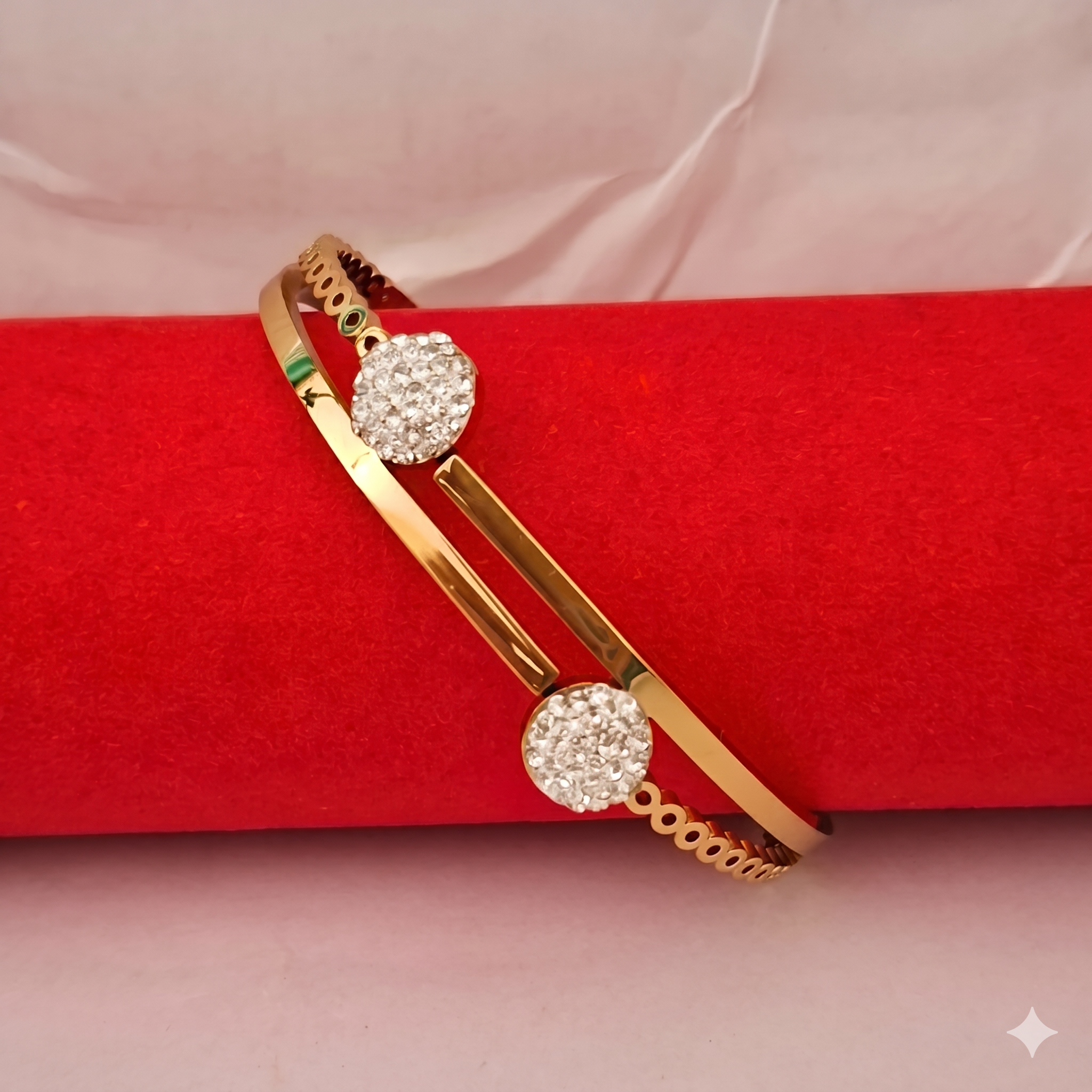 Dual Halo Crystal Openable Anti-Tarnish Bracelet