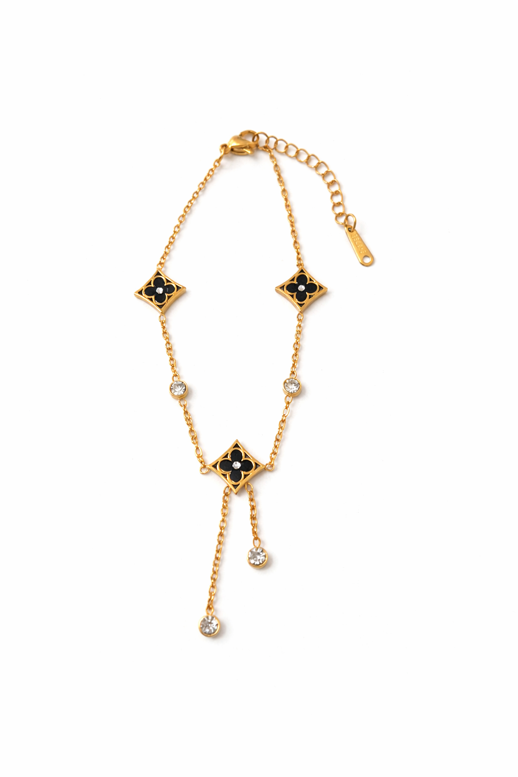 Elegant Clover Charm Drop Bracelet – 316L Stainless Steel - Rust and Tarnish Resistant